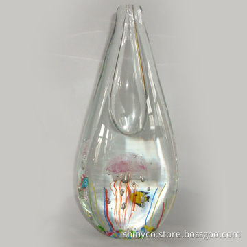 Art Glass Vase W/Jellyfish